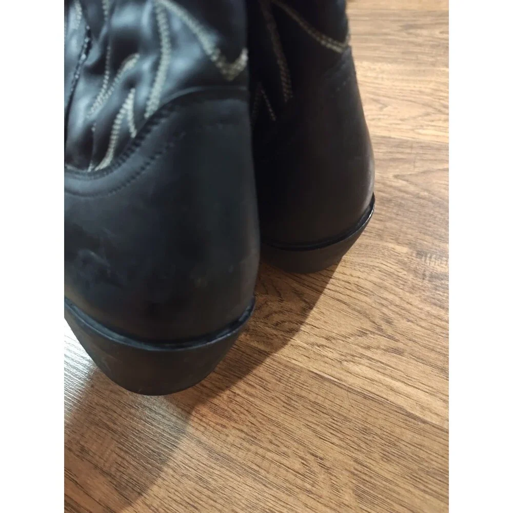 Durango Roper Cowboy Boots Western Black Leather Mens 9.5EE R Toe Embroided